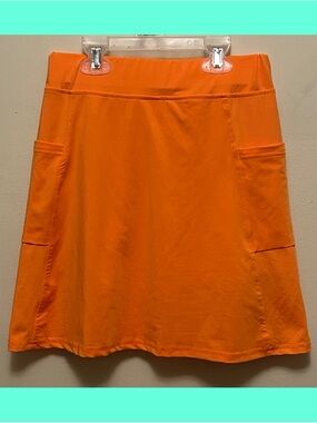 Women's Orange A-Line Pocket Skirt